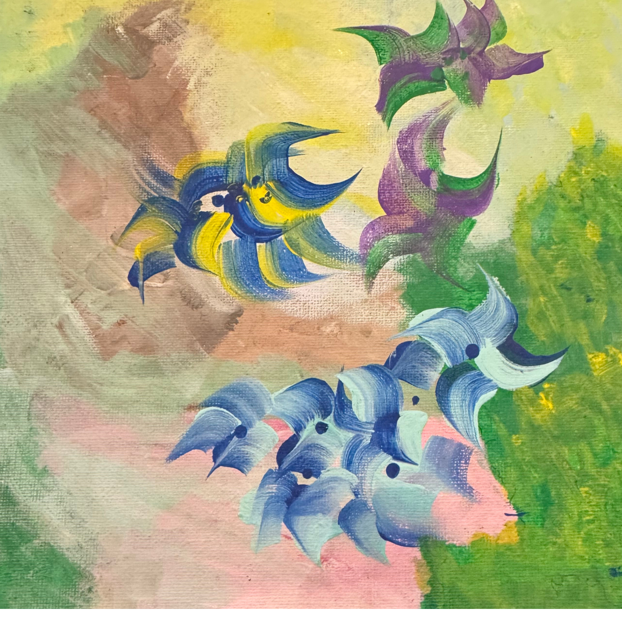 Energetic abstract composition with paint texture and movement